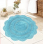 Crochet Round Bath Mat-Aqua Blue,24''