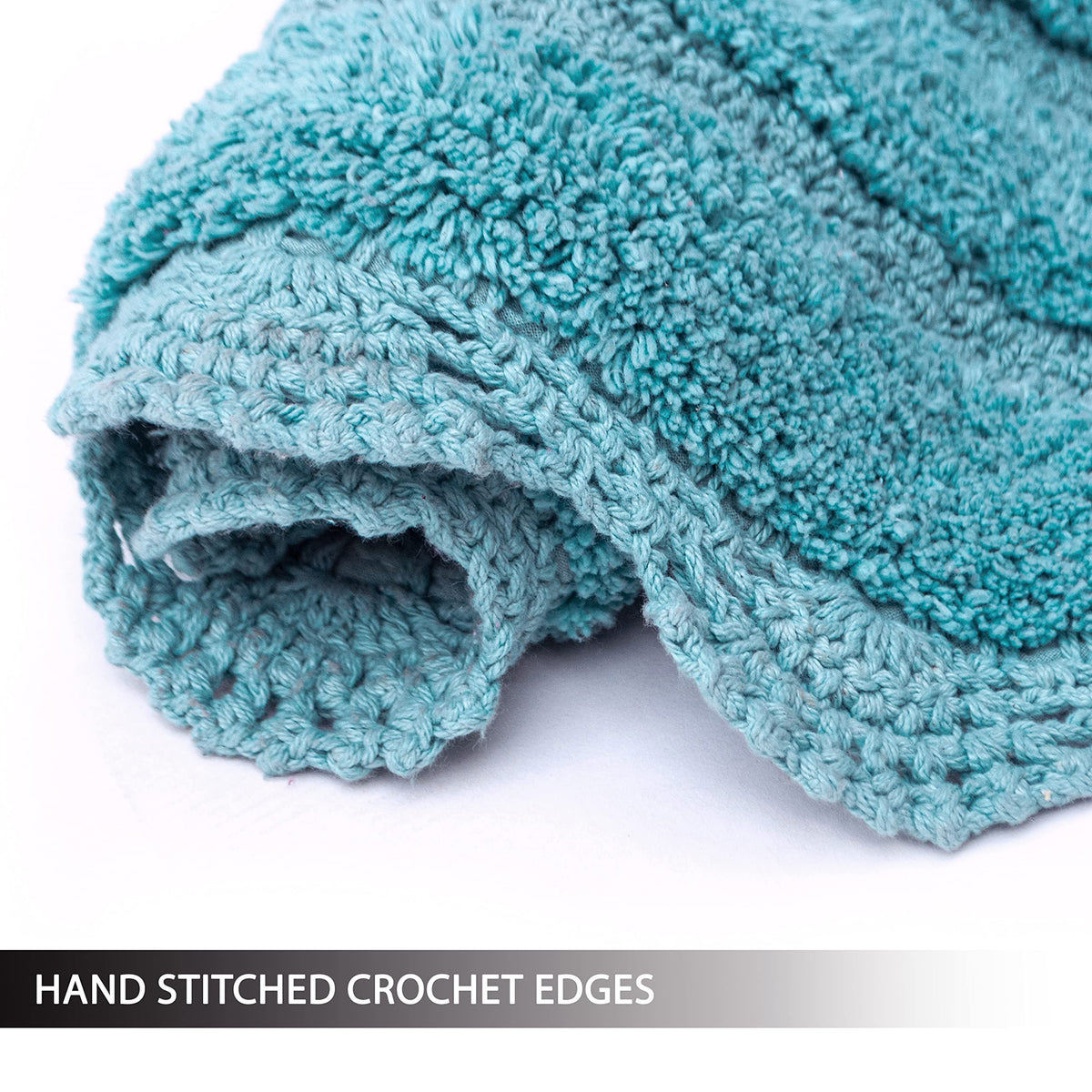 Crochet Round Bath Mat-Aqua Blue,24''
