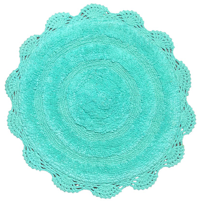 Crochet Round Bath Mat-Turquoise,24''