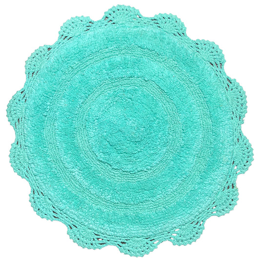 Crochet Round Bath Mat-Turquoise,24''