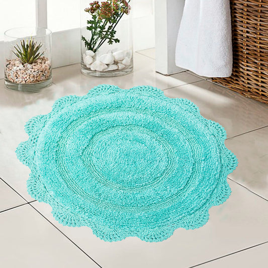 Crochet Round Bath Mat-Turquoise,24''
