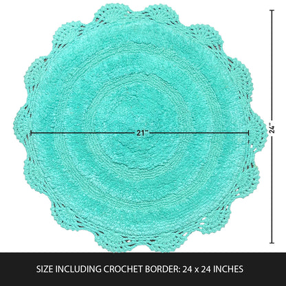Crochet Round Bath Mat-Turquoise,24''