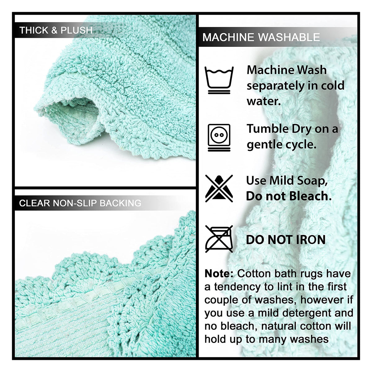Crochet Round Bath Mat-Turquoise,24''