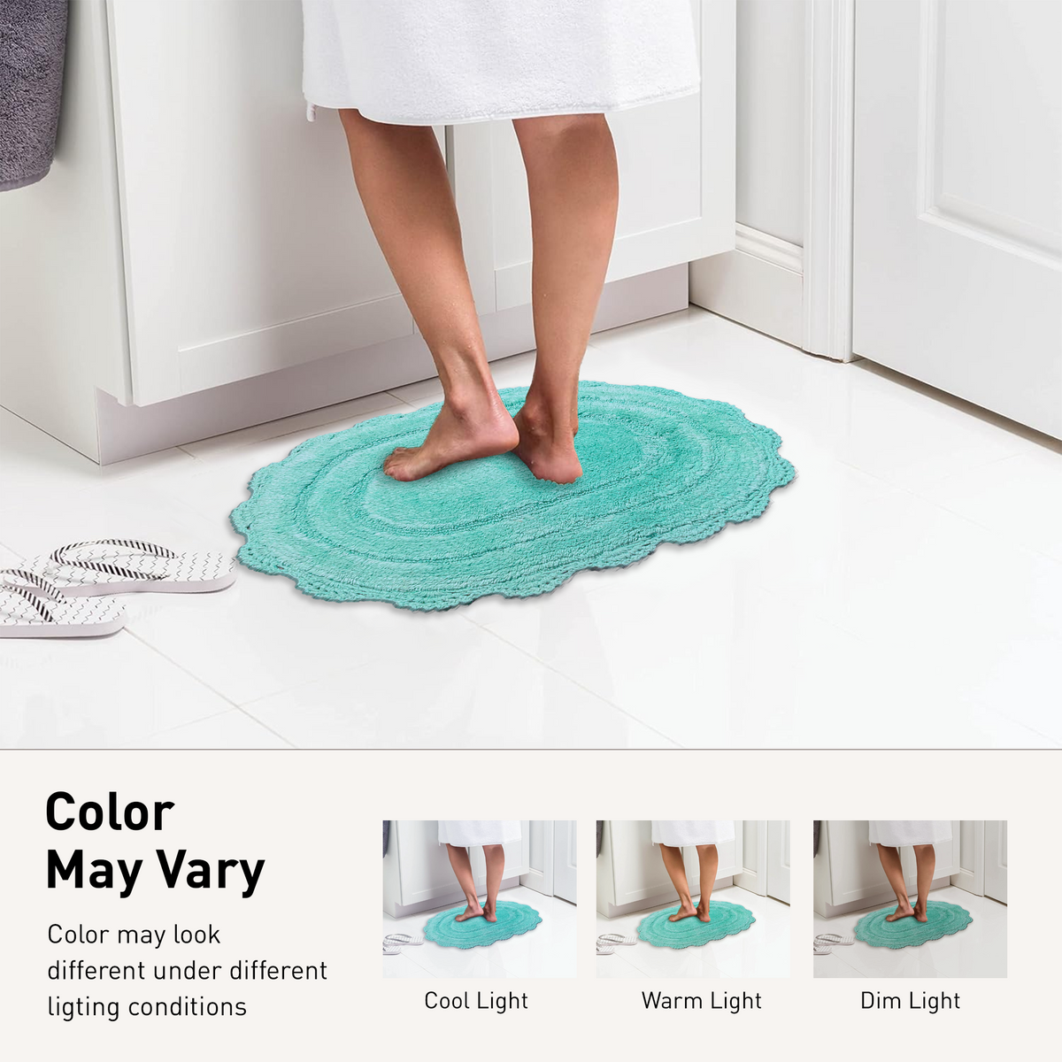 Crochet Round Bath Mat-Turquoise,24''