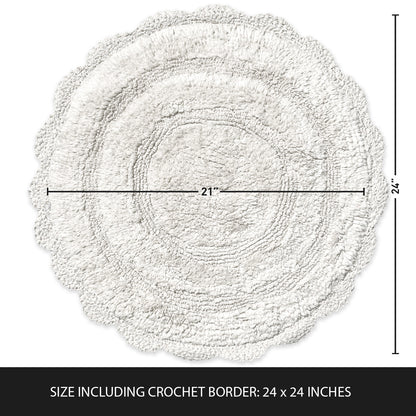 Crochet Round Bath Mat-White,24''