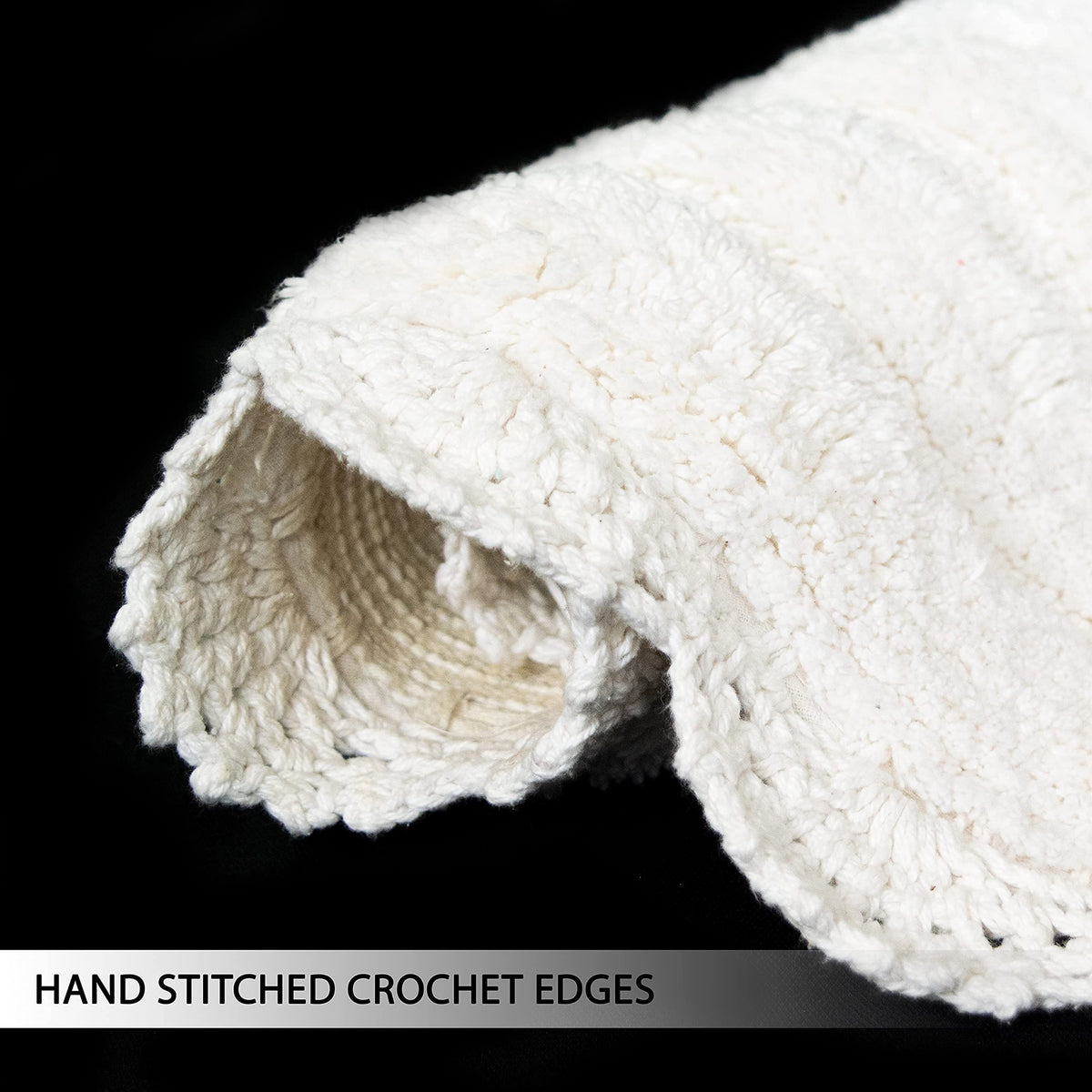 Crochet Round Bath Mat-White,24''