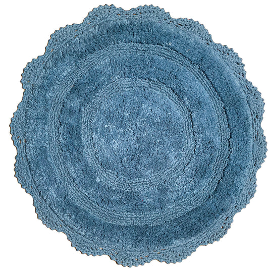 Crochet Round Bath Mat-Provencial Blue,24''