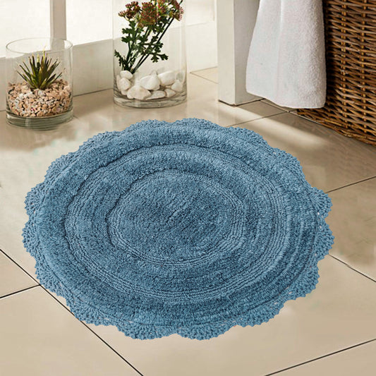 Crochet Round Bath Mat-Provencial Blue,24''