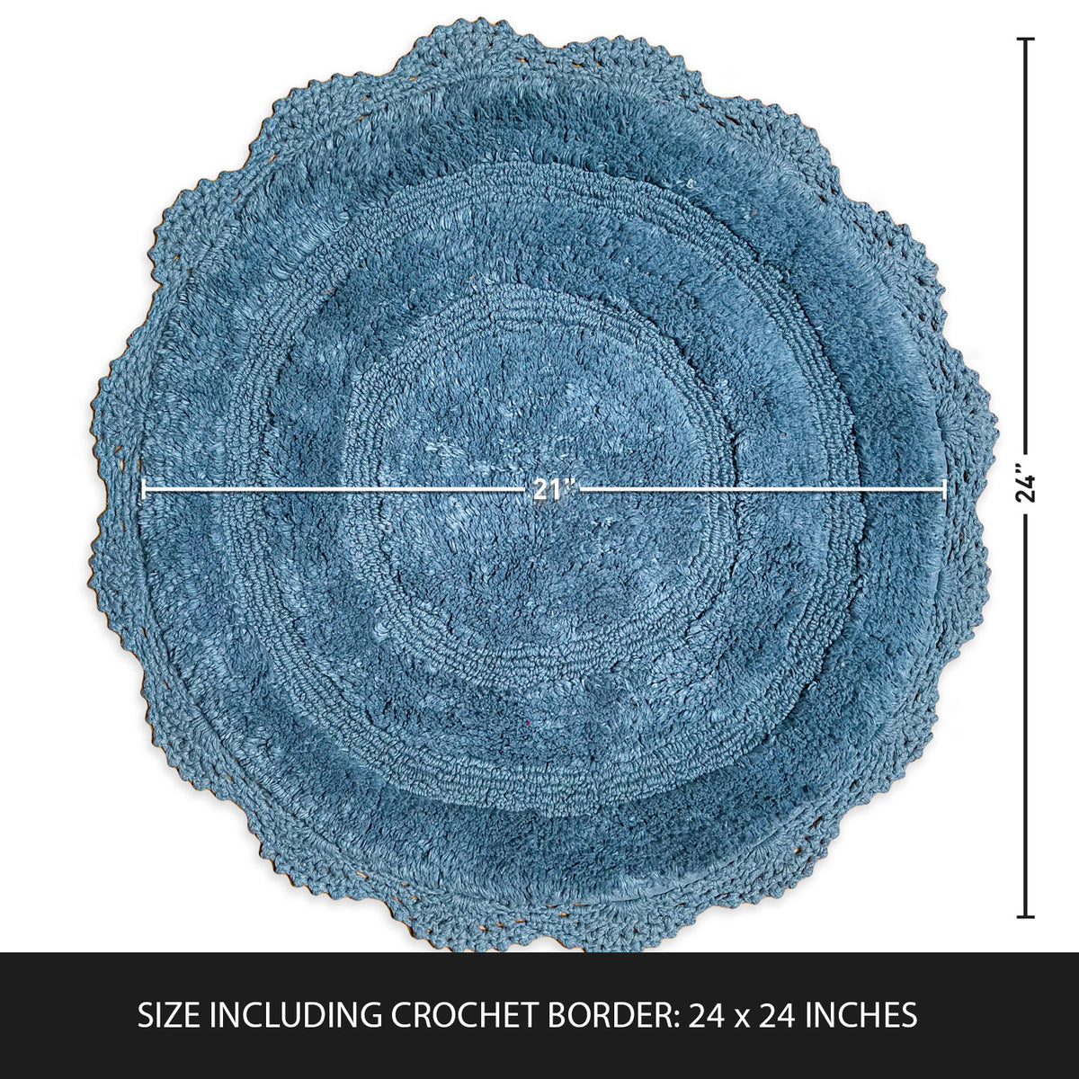 Crochet Round Bath Mat-Provencial Blue,24''
