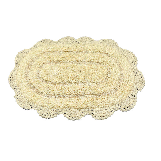 CROCHET OVAL BATH MAT, 21''x34'', LT. YELLOW