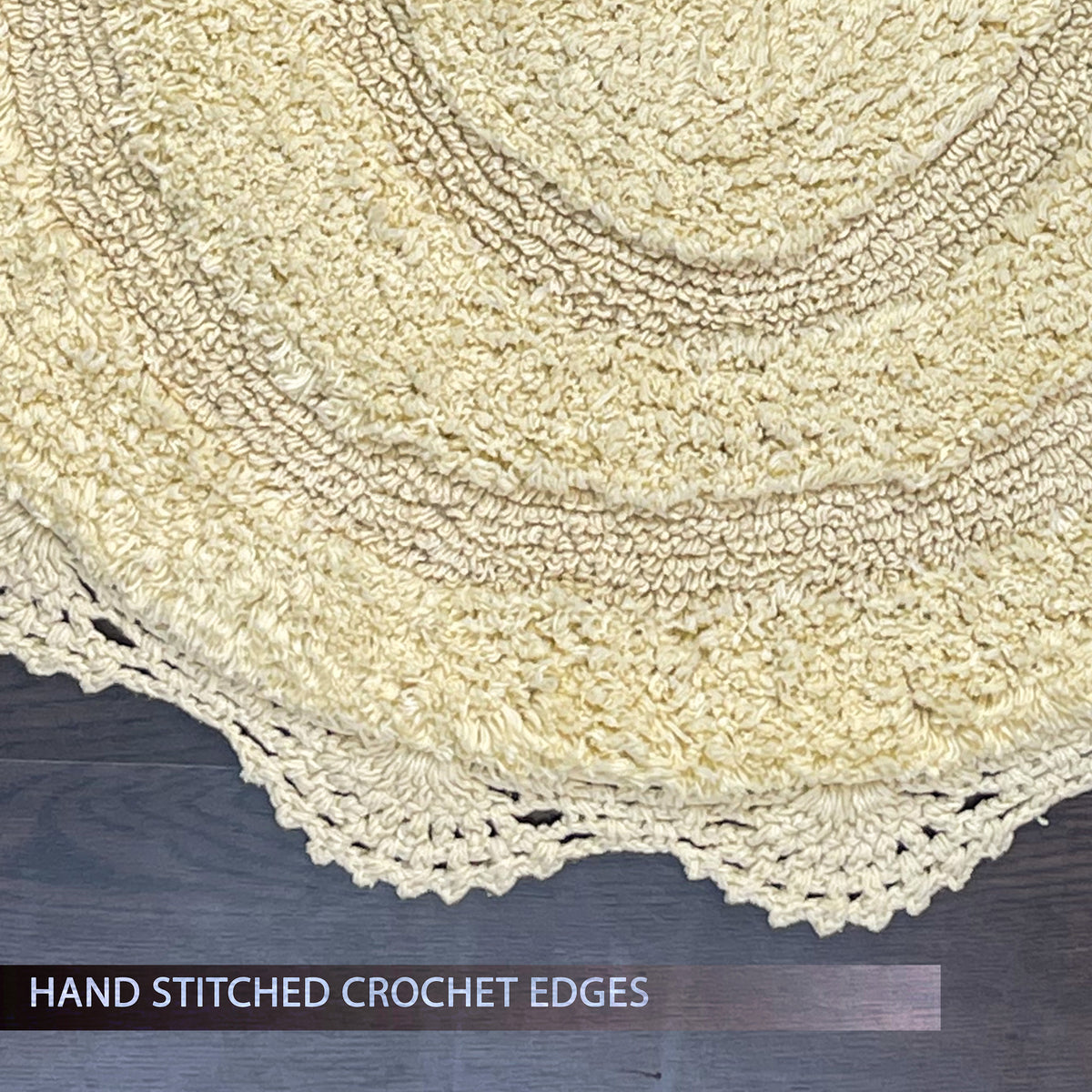 CROCHET OVAL BATH MAT, 21''x34'', LT. YELLOW
