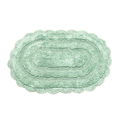 CROCHET OVAL BATH MAT, 21''x34'', LIGHT GREEN 100% COTTON