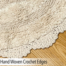 Load image into Gallery viewer, CROCHET OVAL BATH MAT, 21&#39;&#39;x34&#39;&#39;, IVORY 100% COTTON
