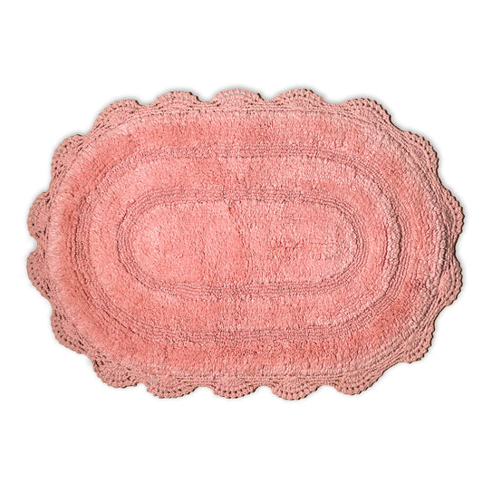 Crochet Oval Bath Mat-Blush,21''X34''