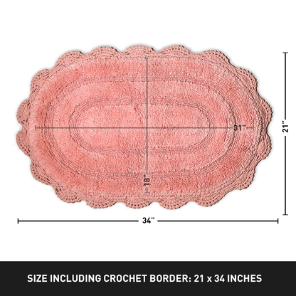 Crochet Oval Bath Mat-Blush,21''X34''