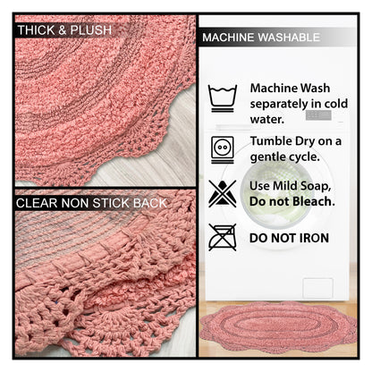Crochet Oval Bath Mat-Blush,21''X34''