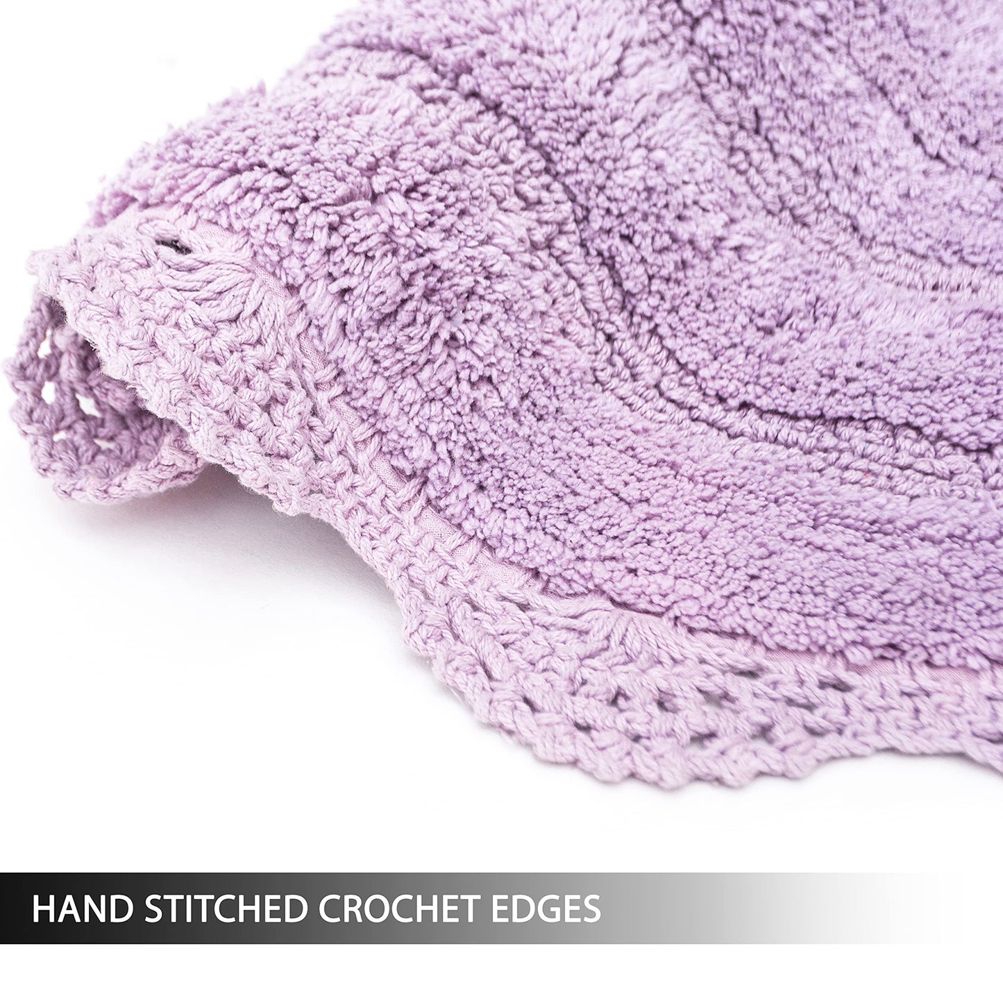 CROCHET OVAL BATH MAT, 24''x40'', LAVENDER 100% COTTON