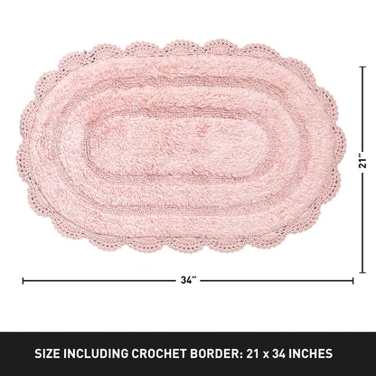 Crochet Oval Bath Mat-Pink, 21''X34''