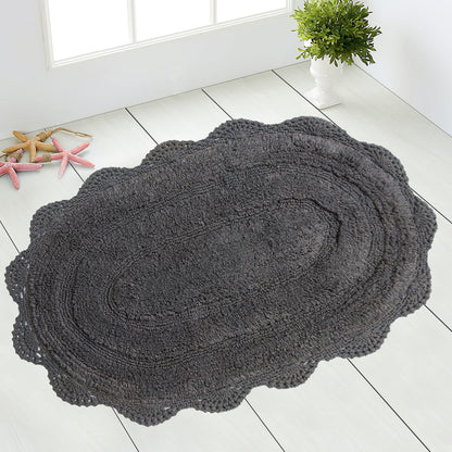 Crochet Oval Bath Mat-Griffin Gray,21''X34''
