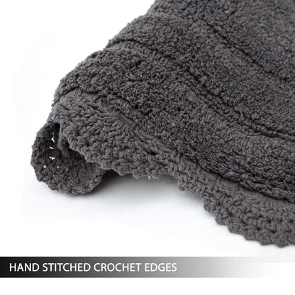 Crochet Oval Bath Mat-Griffin Gray,21''X34''