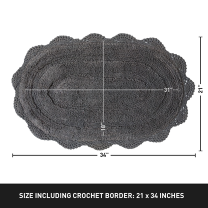 Crochet Oval Bath Mat-Griffin Gray,21''X34''
