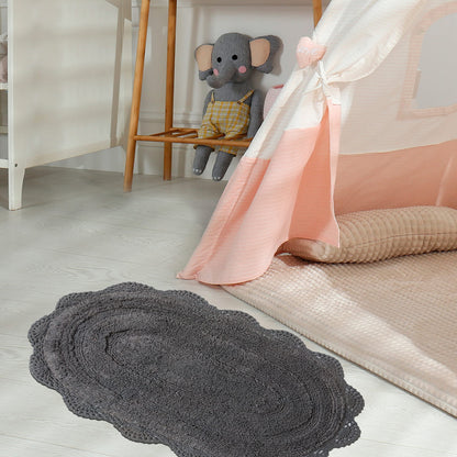 Crochet Oval Bath Mat-Griffin Gray,21''X34''
