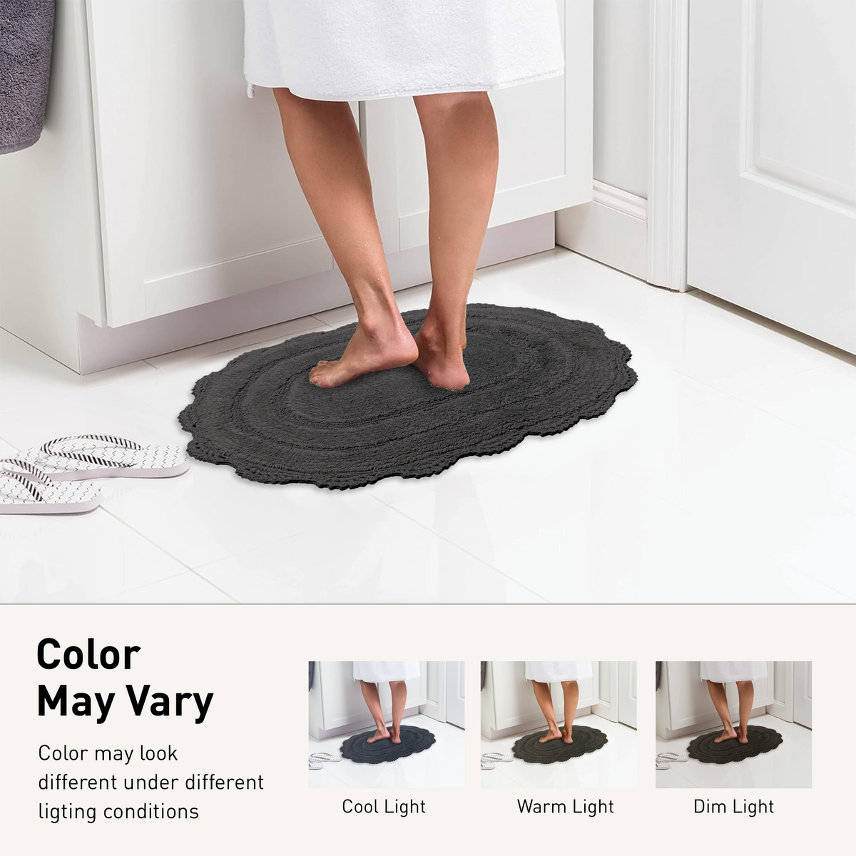 Crochet Oval Bath Mat-Griffin Gray,21''X34''