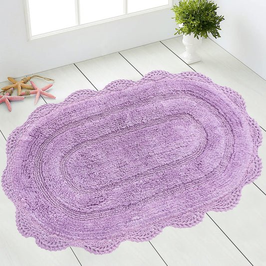 Crochet Oval Bath Mat-Lavender,21''X34''