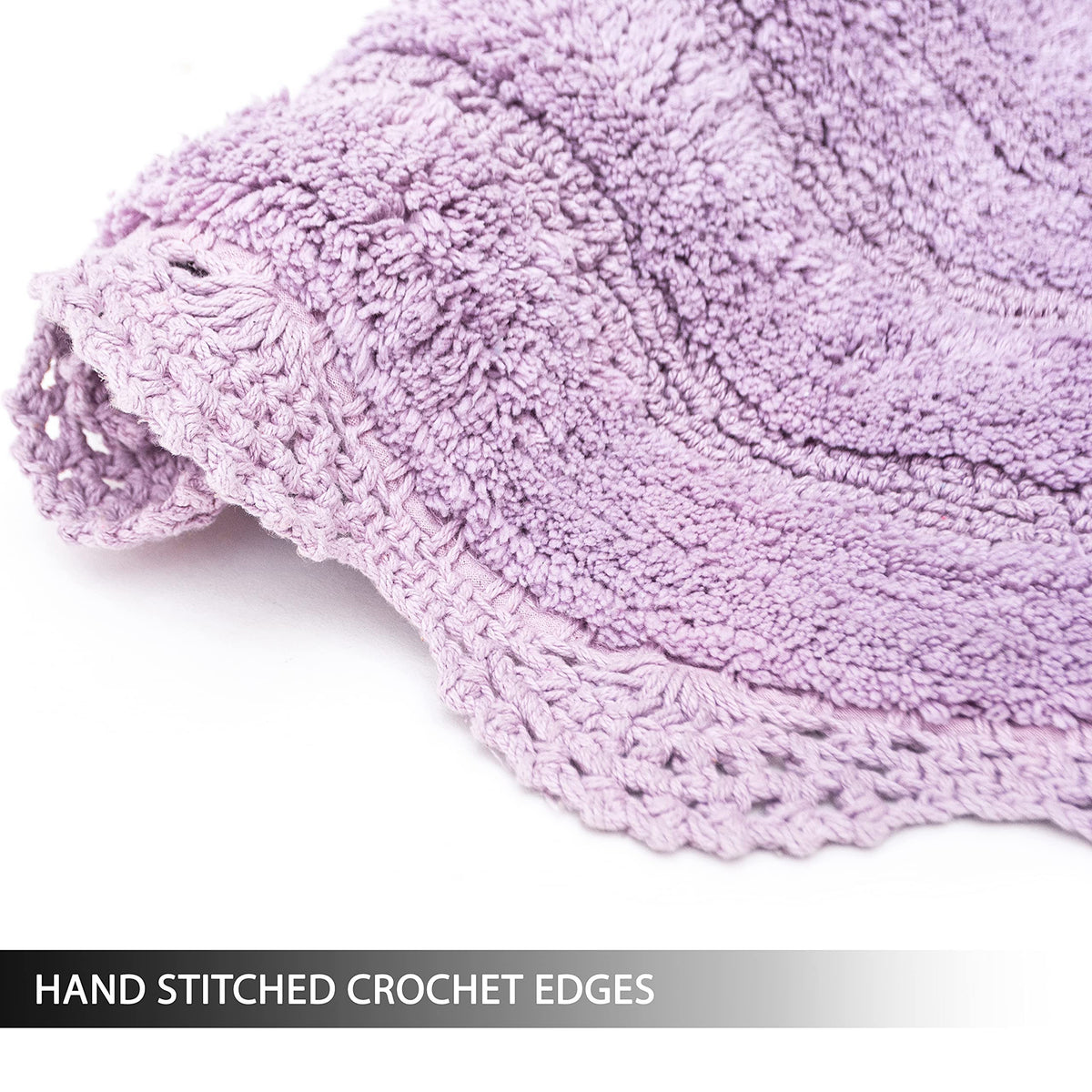 Crochet Oval Bath Mat-Lavender,21''X34''
