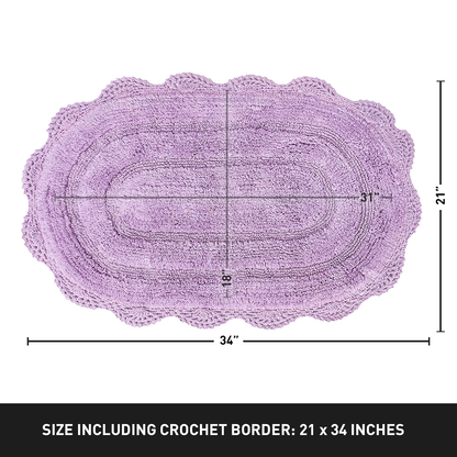Crochet Oval Bath Mat-Lavender,21''X34''