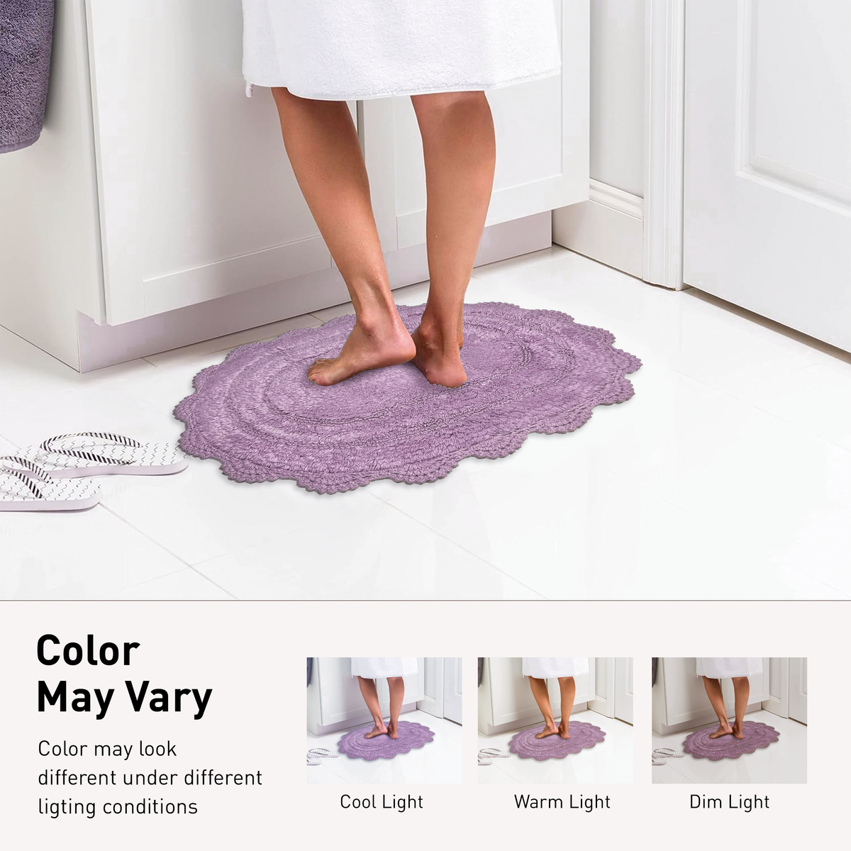 Crochet Oval Bath Mat-Lavender,21''X34''