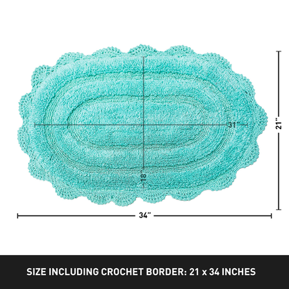 Crochet Oval Bath Mat-Turquoise,21''X34''