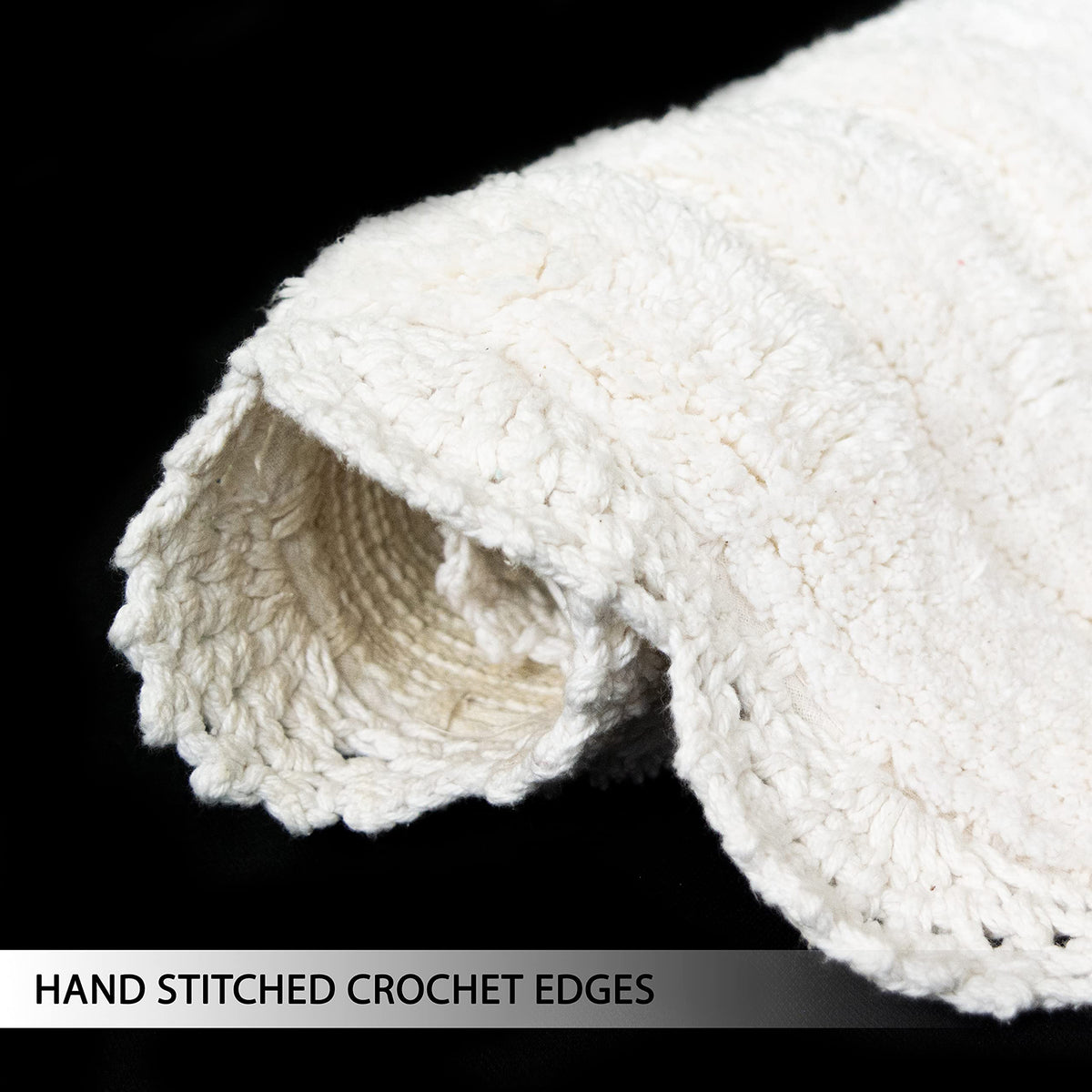 Crochet Oval Bath Mat-White,21''X34''