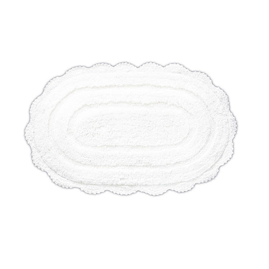 Crochet Oval Bath Mat-White,21''X34''