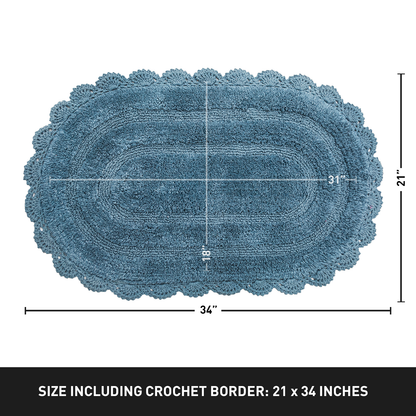 Crochet Oval Bath Mat-Provencial Blue,21''X34''