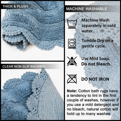 Crochet Oval Bath Mat-Provencial Blue,21''X34''