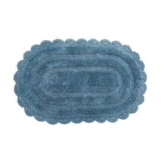 Crochet Oval Bath Mat-Provencial Blue,21''X34''