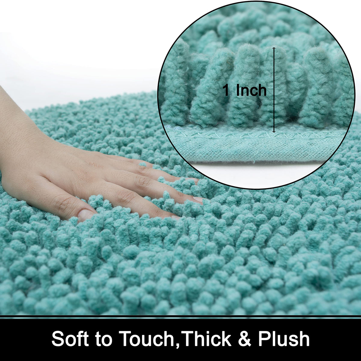 Chenille Shagg Round  Bath Mat - Turquoise, 24" Round