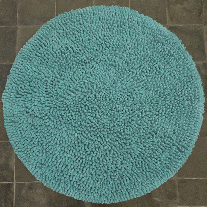 Chenille Shagg Round  Bath Mat - Turquoise, 24" Round