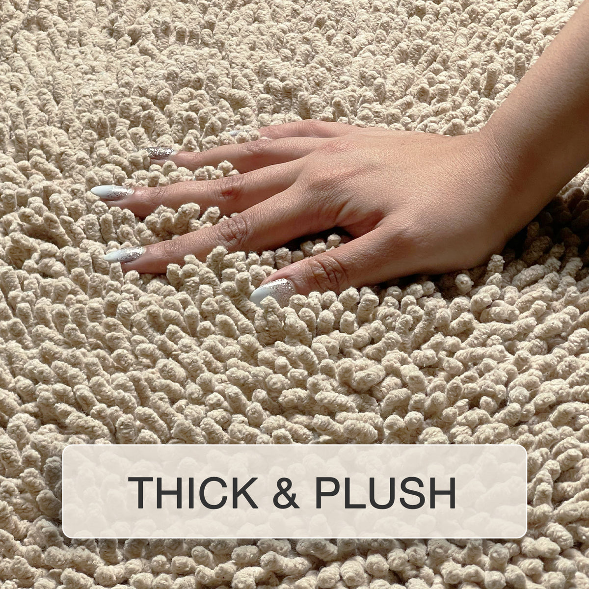 Chenille Shagg Round  Bath Mat - Beige, 24" Round