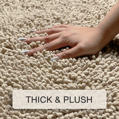 Chenille Shagg Round  Bath Mat - Beige, 24" Round