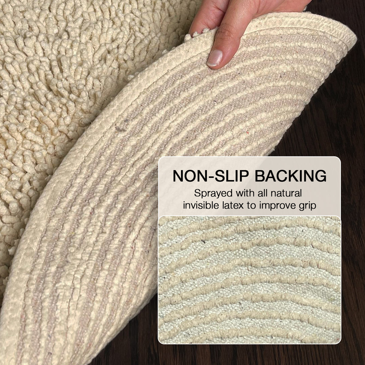 Chenille Shagg Round  Bath Mat - Beige, 24" Round