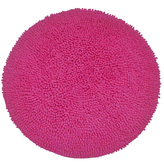 Chenille Shagg Round  Bath Mat - Hot Pink, 24" Round