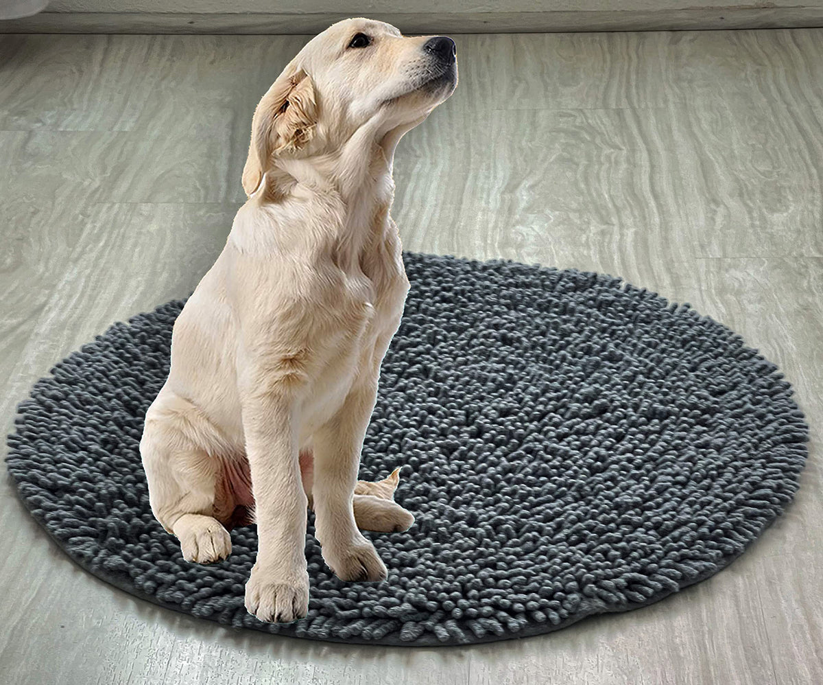 CHENILLE SHAGG ROUND  BATH MAT, 24'' RND, GREY