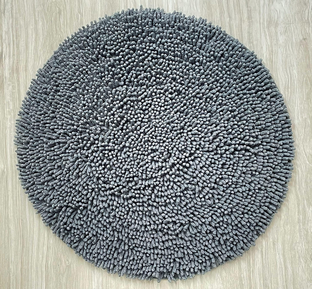CHENILLE SHAGG ROUND  BATH MAT, 24'' RND, GREY
