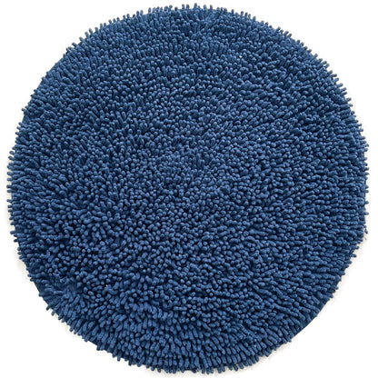 CHENILLE SHAGG ROUND  BATH MAT, 24'' RND, NAVY BLUE