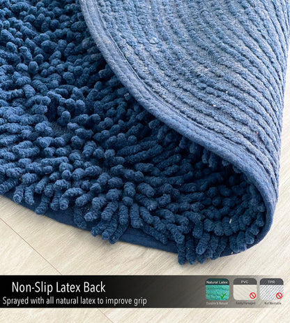 CHENILLE SHAGG ROUND  BATH MAT, 24'' RND, NAVY BLUE