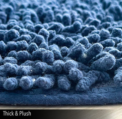 CHENILLE SHAGG ROUND  BATH MAT, 24'' RND, NAVY BLUE