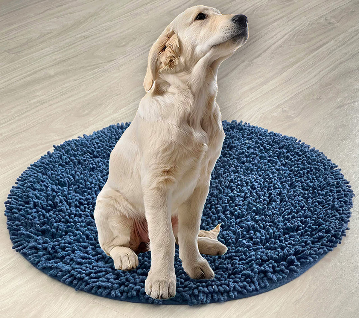 CHENILLE SHAGG ROUND  BATH MAT, 24'' RND, NAVY BLUE