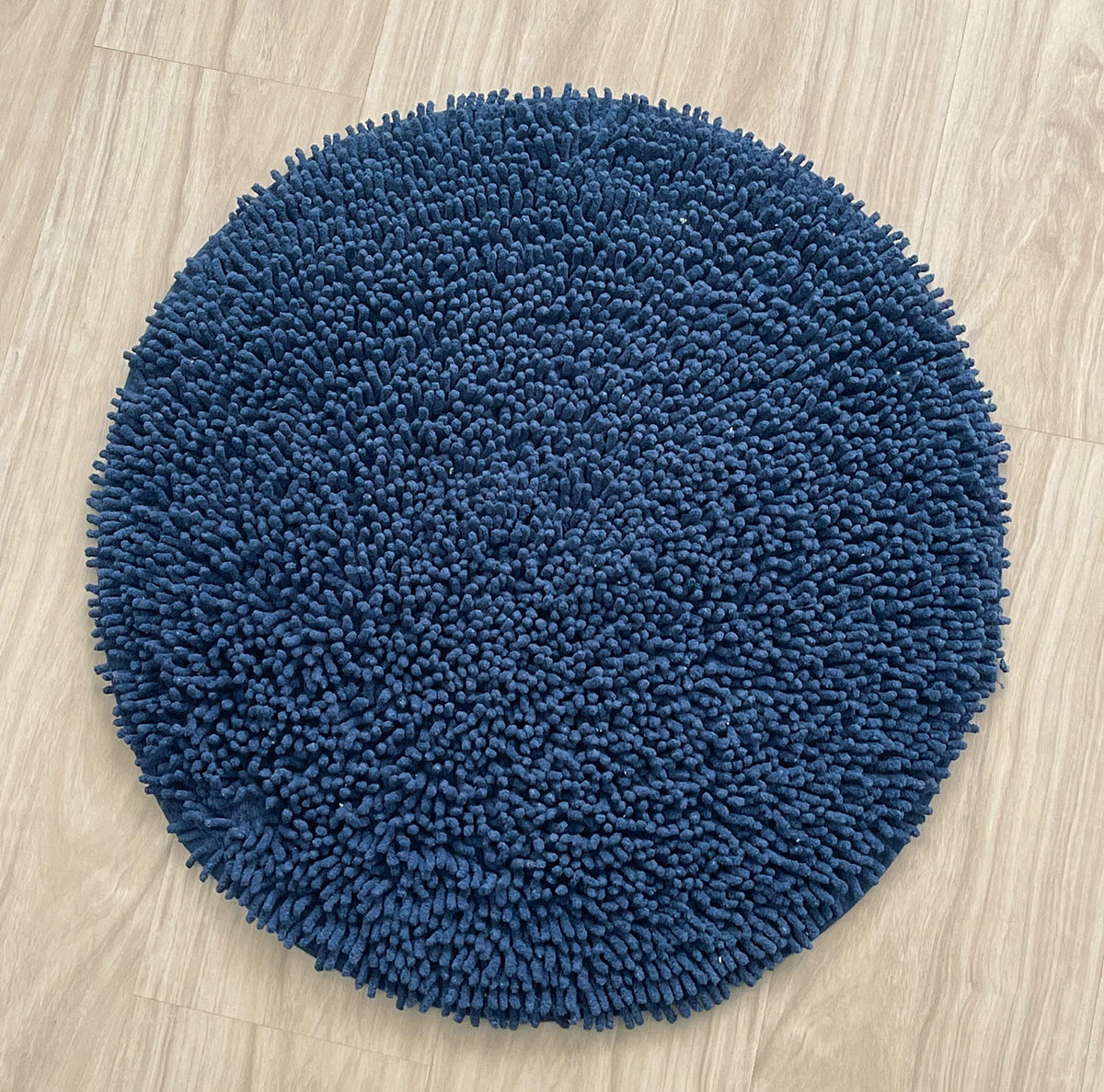 CHENILLE SHAGG ROUND  BATH MAT, 24'' RND, NAVY BLUE